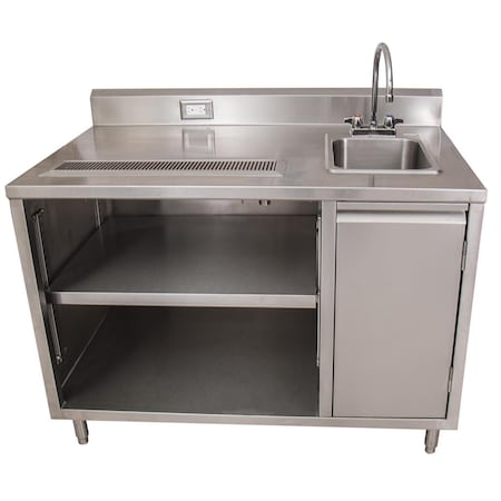 Bk Resources Stainless Beverage Table, Sink On Right, 5"Riser Electric Outlet 30X48 BEVT-3048R